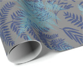 Ferns in Blue and Turquoise Wrapping Paper Geschenkpapier (Rolleneckpunkt)
