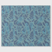 Ferns in Blue and Turquoise Wrapping Paper Geschenkpapier (Flach)