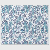 Ferns in Blue and White Wrapping Paper Geschenkpapier (Flach)
