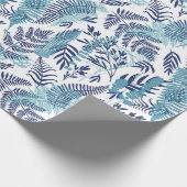 Ferns in Blue and White Wrapping Paper Geschenkpapier (Ecke)