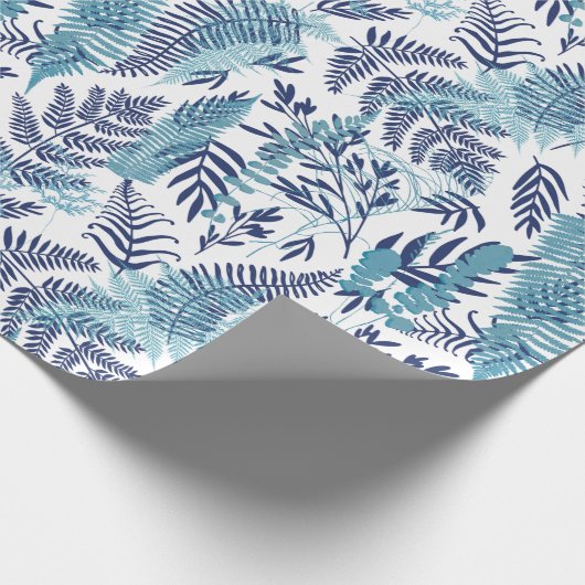 Ferns in Blue and White Wrapping Paper Geschenkpapier (Ecke)