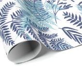 Ferns in Blue and White Wrapping Paper Geschenkpapier (Rolleneckpunkt)