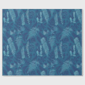 Ferns in Blue Wrapping Paper Geschenkpapier (Flach)