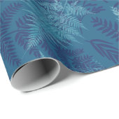 Ferns in Blue Wrapping Paper Geschenkpapier (Rolleneckpunkt)