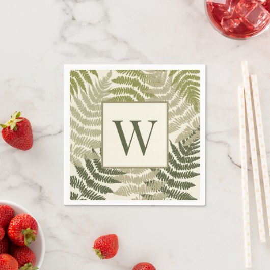 Ferns Muster Custom Monogram Serviette (Beispiel)
