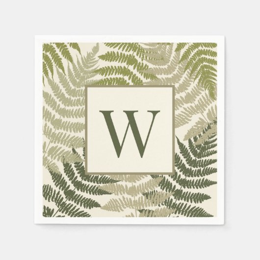 Ferns Muster Custom Monogram Serviette (Vorderseite)