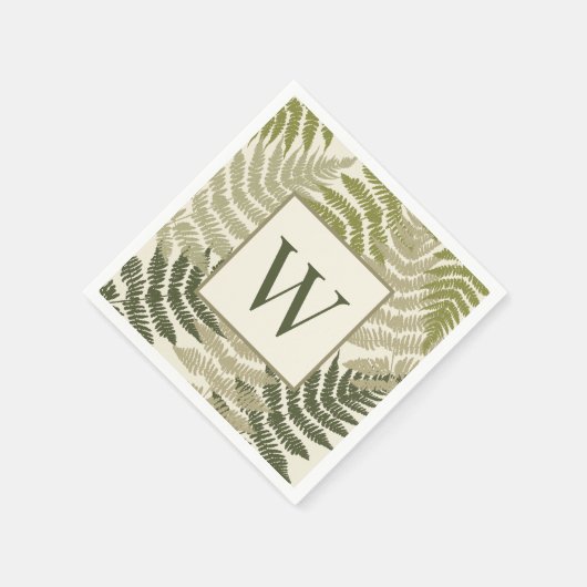 Ferns Muster Custom Monogram Serviette (Ecke)