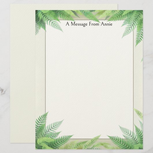 Ferns on a Frame Stationery Paper Briefbogen (Vorne/Hinten)