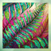Ferns on Pink Stainted glass art Fensteraufkleber (Blatt 3)