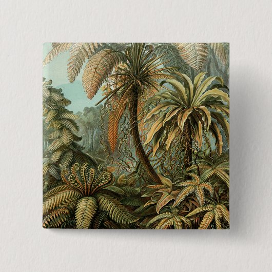 Ferns Palm Tree Antique Botanischer Garten Button (Vorderseite)