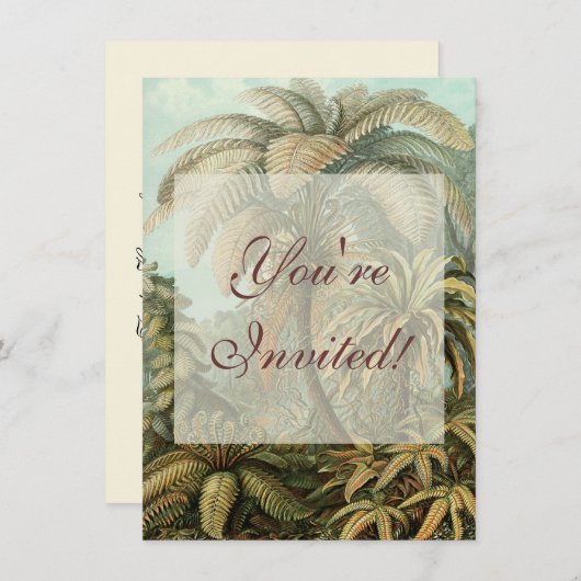 Ferns Palm Tree Antique Botanischer Garten Einladung (Vorne/Hinten)