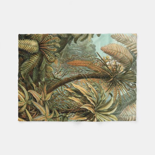 Ferns Palm Tree Antique Botanischer Garten Fleecedecke (Vorderseite (Horizontal))