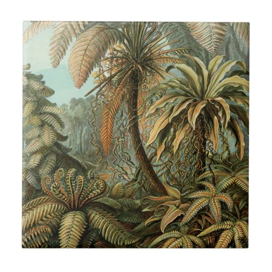 Ferns Palm Tree Antique Botanischer Garten Fliese (Vorderseite)