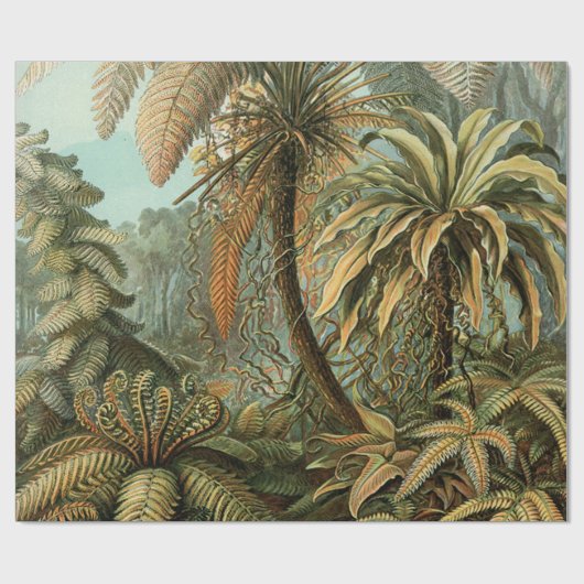 Ferns Palm Tree Antique Botanischer Garten Geschenkpapier (Flach)