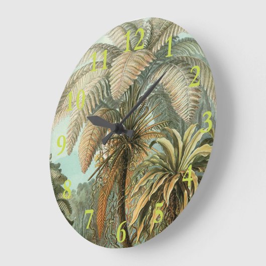 Ferns Palm Tree Antique Botanischer Garten Große Wanduhr (Winkel)