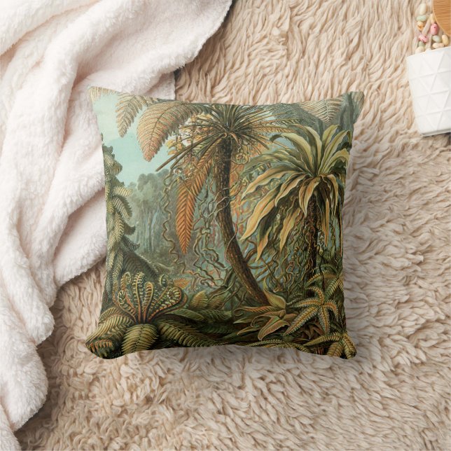 Ferns Palm Tree Antique Botanischer Garten Kissen (Decke)