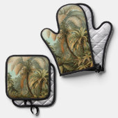 Ferns Palm Tree Antique Botanischer Garten Ofenhandschuh & Topflappen-Set (Vorderseite/Rückseite)