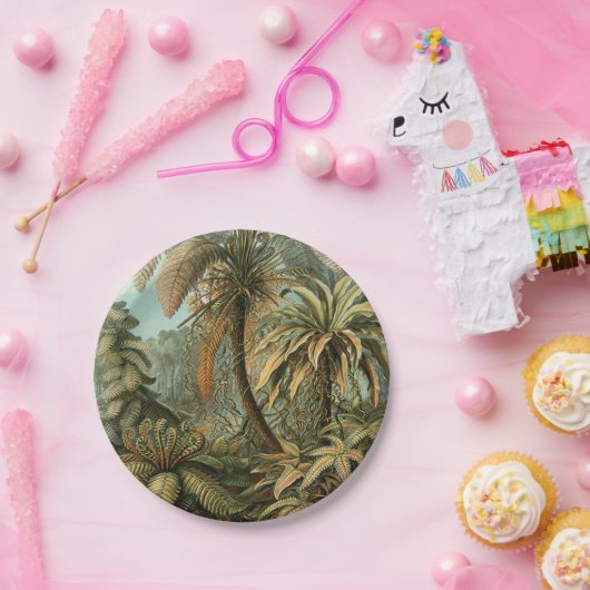 Ferns Palm Tree Antique Botanischer Garten Pappteller (Party)