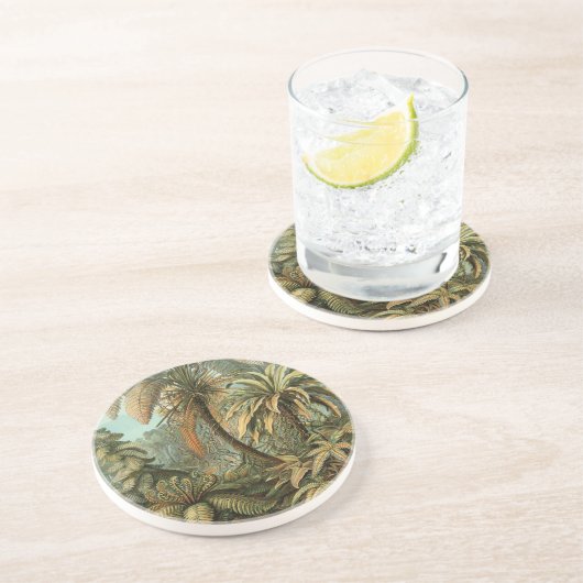 Ferns Palm Tree Antique Botanischer Garten Sandstein Untersetzer (Seite)