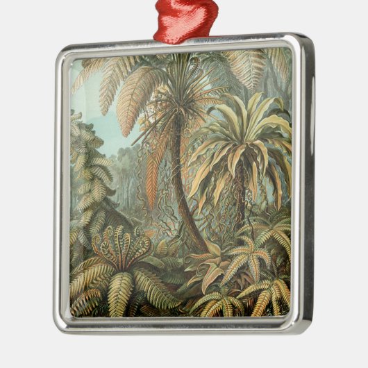 Ferns Palm Tree Antique Botanischer Garten Silbernes Ornament (Links)
