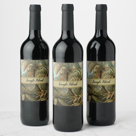 Ferns Palm Tree Antique Botanischer Garten Weinetikett (Flaschen)