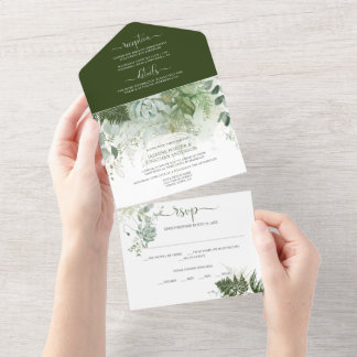 Ferns Succulents Greenerity Wedding All In One Einladung