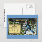 Fernschreiber-Junge, der Lieferung Vintages Feiertagspostkarte (Vorne/Hinten)