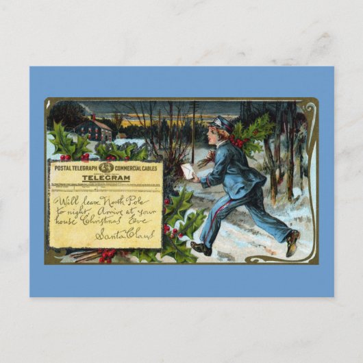 Fernschreiber-Junge, der Lieferung Vintages Feiertagspostkarte (Vorderseite)