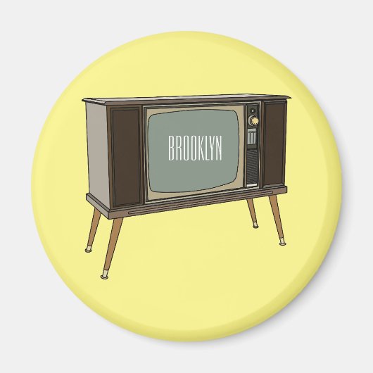 Fernseh-Cartoon-Illustration Magnet (Vorne)
