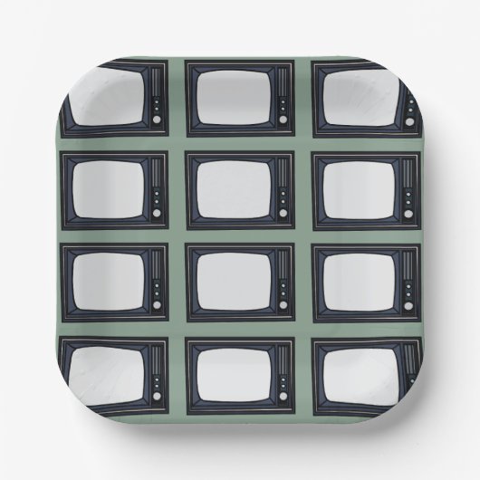 Fernsehaltes klassisches Retro-TV-Muster Party Pappteller (Vorderseite)