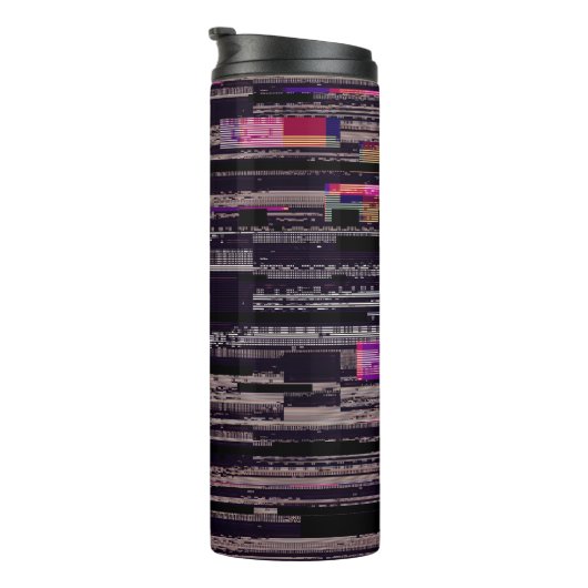 Fernsehbildschirm mit kaputten Pixeln. Abstrakte F Thermosbecher (Nach rechts gedreht)