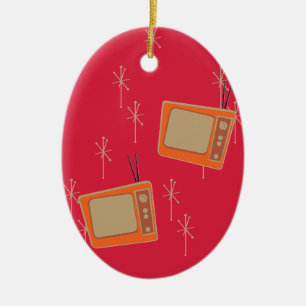 Fernsehen macht jeden glücklich! Fallende Fernseh Keramik Ornament