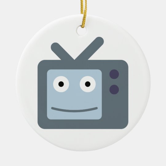 Fernseher TV television set Rundes Keramik Ornament