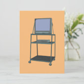 Fernseher und Videorecorder im Klassenzimmer 80er  Einladung (Stehend Vorderseite)