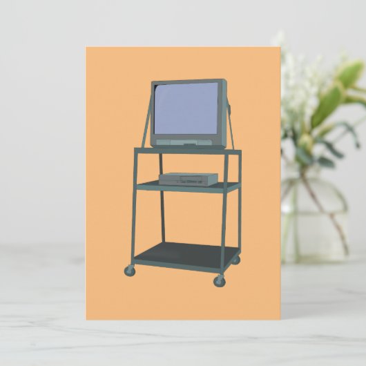 Fernseher und Videorecorder im Klassenzimmer 80er  Einladung (Stehend Vorderseite)