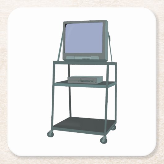 Fernseher und Videorecorder im Klassenzimmer 80er Rechteckiger Pappuntersetzer (Vorderseite)