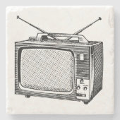 Fernseher Vintag Illustration Pensionierung Unters Steinuntersetzer (Vorderseite)
