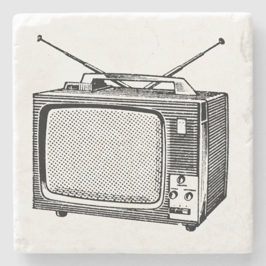 Fernseher Vintag Illustration Pensionierung Unters Steinuntersetzer (Vorderseite)