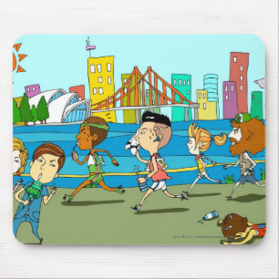 Fernsehreporter mit Miken am Sportrennen Mousepad