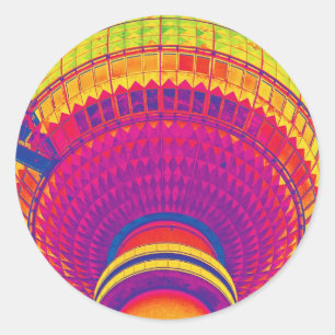 Fernsehturm, Berlin, Rainbow Color (TV) Runder Aufkleber