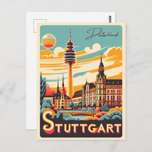 Fernsehturm Stuttgart - Fernsehturm - deutsche Ges Postkarte (Vorne/Hinten)