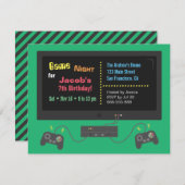 Fernsehvideospiel-NachtParty Einladungen (Vorne/Hinten)