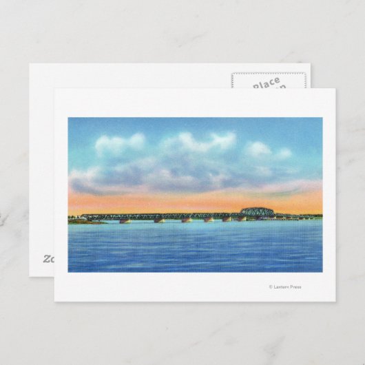Fernsicht auf den See auf die Neue Brücke Postkarte (Vorne/Hinten)