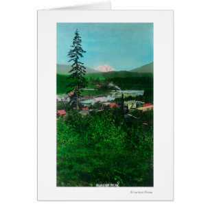 Fernsicht auf Gletscherspitze und Stadt