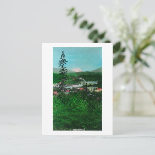 Fernsicht auf Gletscherspitze und Stadt Postkarte (Stehend Vorderseite)