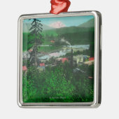 Fernsicht auf Gletscherspitze und Stadt Silbernes Ornament (Links)