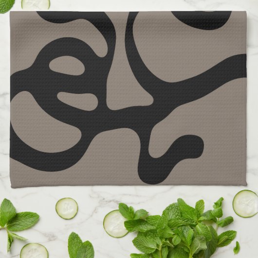 Fernsignale: Abstrakt Schwarz & Grau Geschirrtuch (Gefaltet)