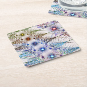 Ferns'N Blume Abstrakt Rechteckiger Pappuntersetzer