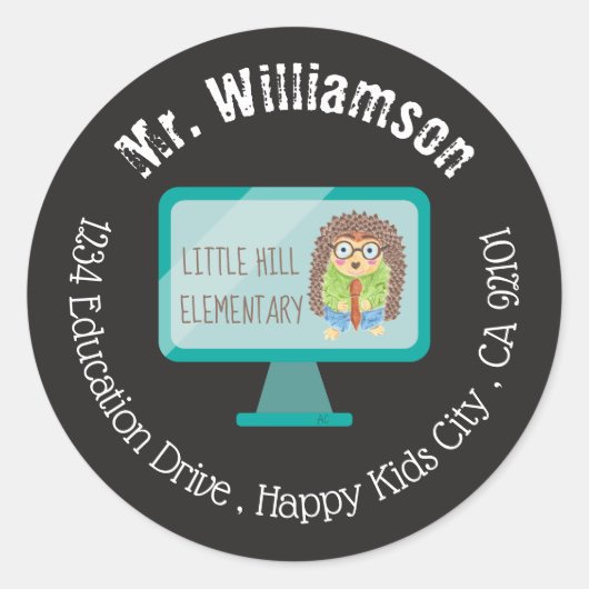 Fernunterricht Igel Lehrer Umschlag Aufkleber (Vorderseite)