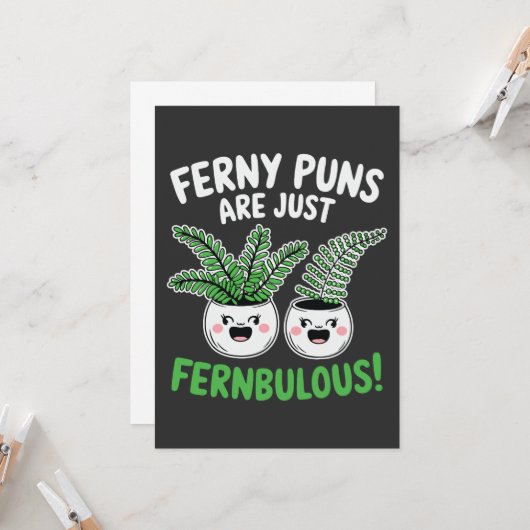 Ferny Puns – Fernbulous! Funny Plant Design Karte (Vorderseite/Rückseite Beispiel)